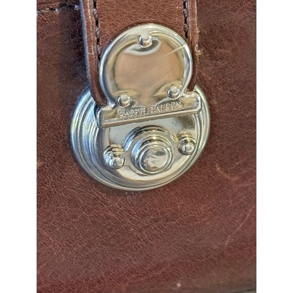 Ralph Lauren Collectors 100% Leather Card Check Wallet Zipper Whiskey Brown - Picture 5 of 16